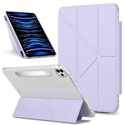 Full Protective Case Compatible With iPad Pro 13 Inch Case M4 2024 7th Generation Detachable Magnetic Cover Slim Protective Case,Multi-Angle Viewing Clear Transparent Back Shell Shockproof Cover(Purpl