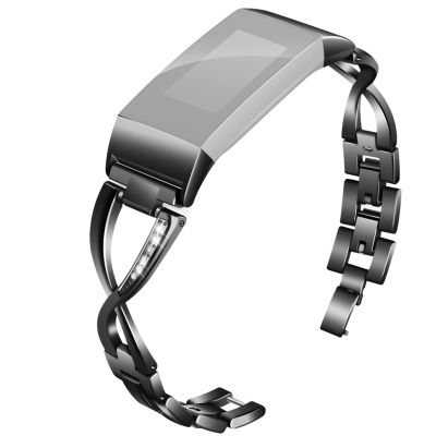 Black Zinc Alloy Replacement Band For Charge 2, Metal Chain Bracelet With Adjustable Links