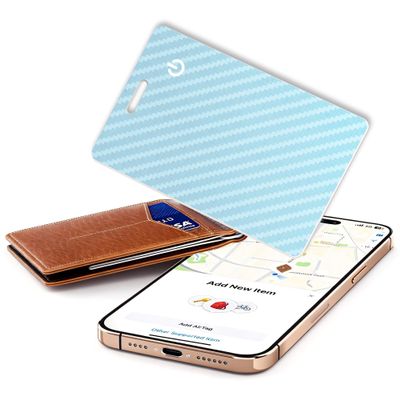 [Apple MFi Certified] Wallet Tracker Card with Apple Find My (iOS Only) Rechargeable Air Tracker Tags Bluetooth Wallet Finder IP68 Waterproof GPS Tracker Item Finder for Keys, Bags, Passport Blue