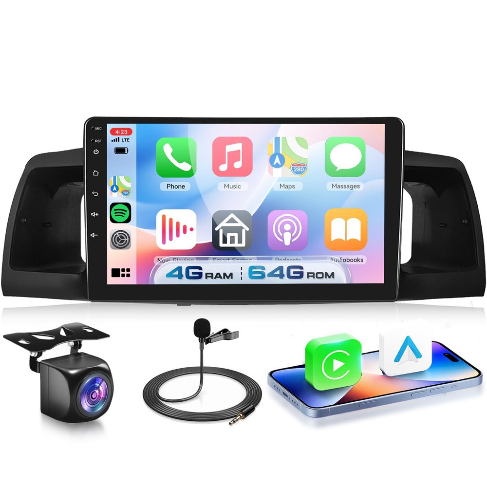 4G+64G Android 15 Car Stereo for Toyota Corolla EX 2005-2012 with Wireless Carplay Android Auto, 9 Inch 1280 * 720 Touch Screen GPS/WiFi/Bluetooth 5.0/ FM/32EQ/ SWC/Backup Camera