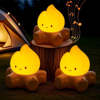 BANDIANCY 3pcs Cozy Campfire Nightlight Kits, Soothing Nature Sounds, White Noise Night Light for Baby Adult, Rechargeable, Cute Flame Lamp, Best Gift for Kids Bedrooms Camping Trips