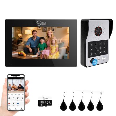 7-Inch Smart Video Intercom System,1080P HD Wired Doorbell with Touchscreen Monitor,Fingerprint, RFID & PIN Unlock,Tuya Smart App Control,Ideal for Homes, Villas & Apartments (1 doorbell + 1 Monitor)