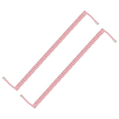 PATIKIL 2 Pack Phone Cord for Landline, 13.1 Feet(Coiled 1.96 Feet) RJ9/RJ10 4P4C Landline Handset Cord Universal Telephone Phone Cable for Telephone Handset Accessory, Light Pink