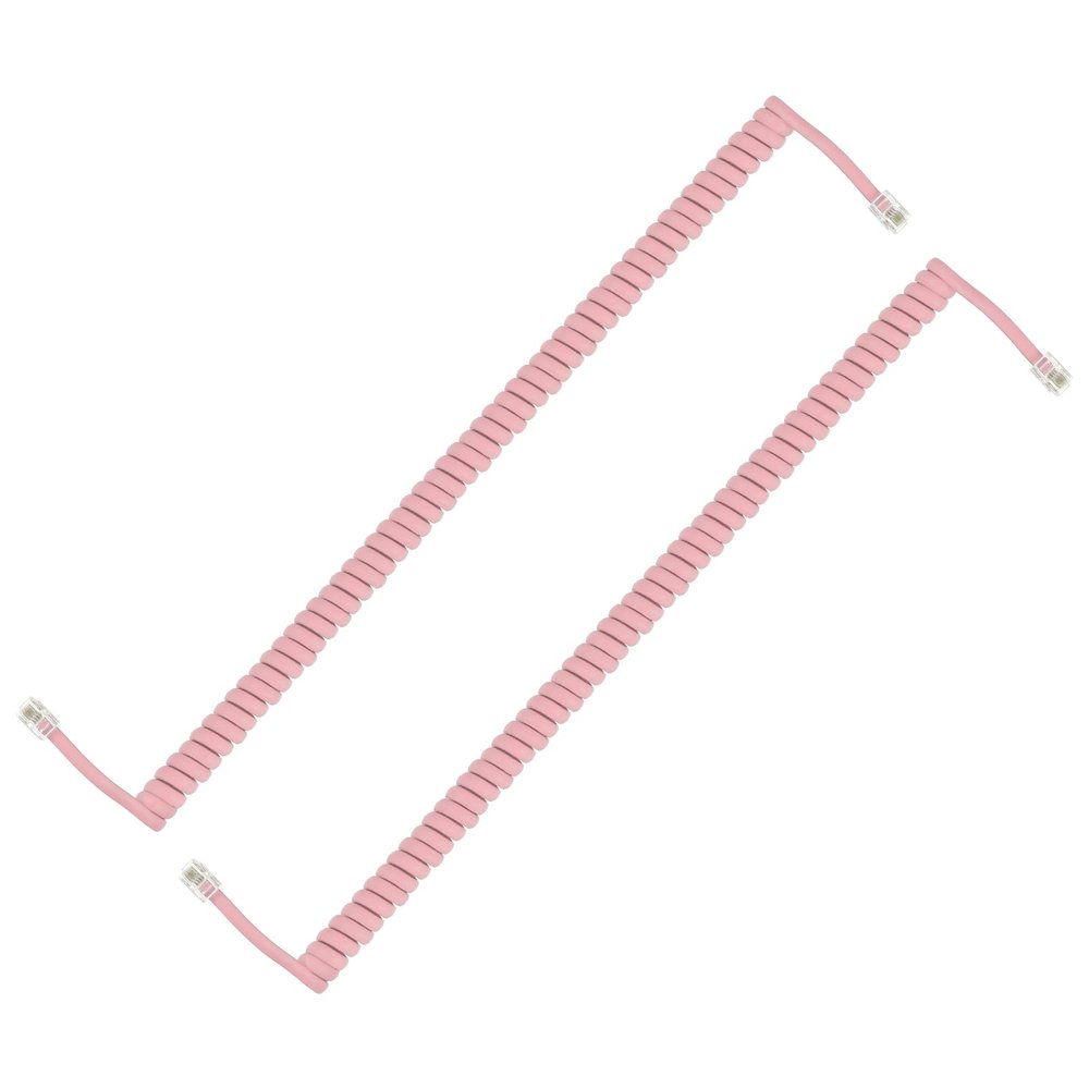 PATIKIL 2 Pack Phone Cord for Landline, 13.1 Feet(Coiled 1.96 Feet) RJ9/RJ10 4P4C Landline Handset Cord Universal Telephone Phone Cable for Telephone Handset Accessory, Light Pink