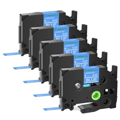 GREENCYCLE TZe-515 6mm 0.23 Laminated Blue Label Maker Tape Compatible for Brother P-Touch TZ-515 TZe515 White on Blue TZe TZ Tape for PT-D210 PT-H110 PT-D220 PT-D400 PT-D410,5 Pack