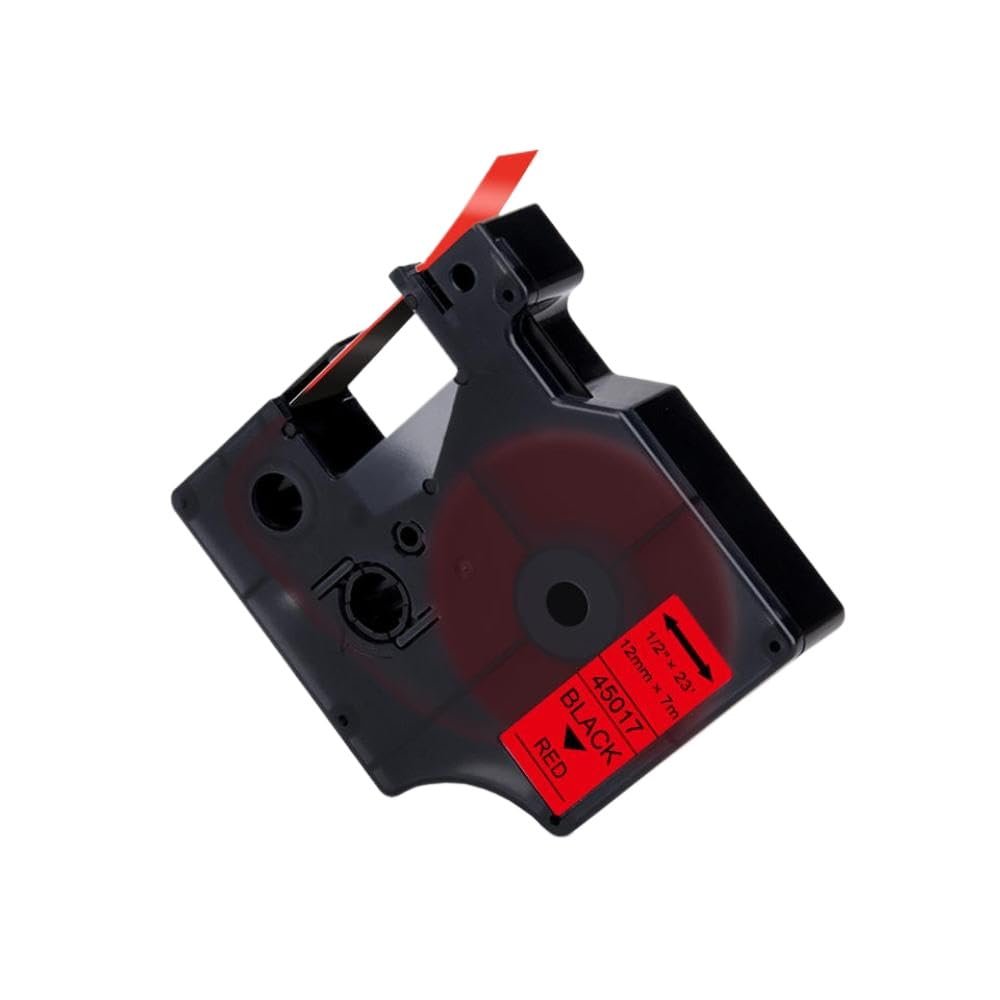 12mm Black On White Label Tape 45013 Compatible with LabelManager 160 280 COLORPOP Label Maker Fits D1 45013 45018 Label Cartridge(Black on Red)
