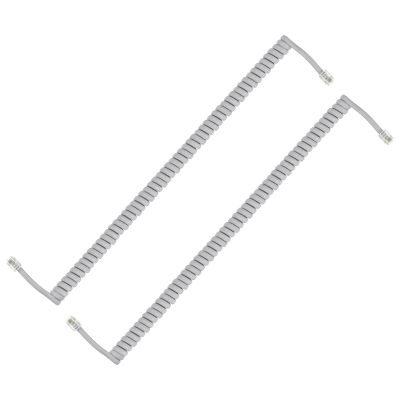 PATIKIL 2 Pack Phone Cord for Landline, 6.6 Feet(Coiled 1.3 Feet) RJ9/RJ10 4P4C Landline Handset Cord Universal Telephone Phone Cable for Telephone Handset Accessory, Silver Gray
