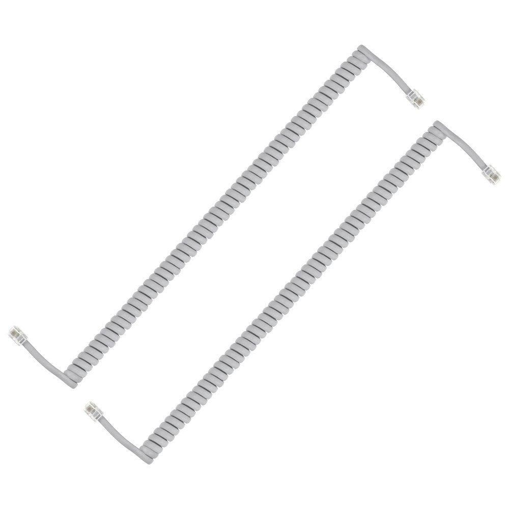 PATIKIL 2 Pack Phone Cord for Landline, 6.6 Feet(Coiled 1.3 Feet) RJ9/RJ10 4P4C Landline Handset Cord Universal Telephone Phone Cable for Telephone Handset Accessory, Silver Gray