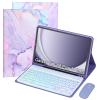 VLEAQC Keyboard Case for Samsung Galaxy Tab A9+/A9 Plus 11 Inch 2023 (SM-X210/X216/X218), Detachable Color Backlit Bluetooth Keyboard and Mouse, Lightweight Stand Cover with Pen Holder (Purple Marble) view 1