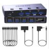 8K@60Hz HDMI KVM Switch 4 Computers Share One Monitor with 4 USB 3.0 Ports Aluminum KVM Switches, Share Keyboard Mouse Hard Drives Printer with 4 HDMI Cables, 4 USB Cables and Desktop Controller view 1