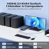 8K@60Hz HDMI KVM Switch 4 Computers Share One Monitor with 4 USB 3.0 Ports Aluminum KVM Switches, Share Keyboard Mouse Hard Drives Printer with 4 HDMI Cables, 4 USB Cables and Desktop Controller view 2