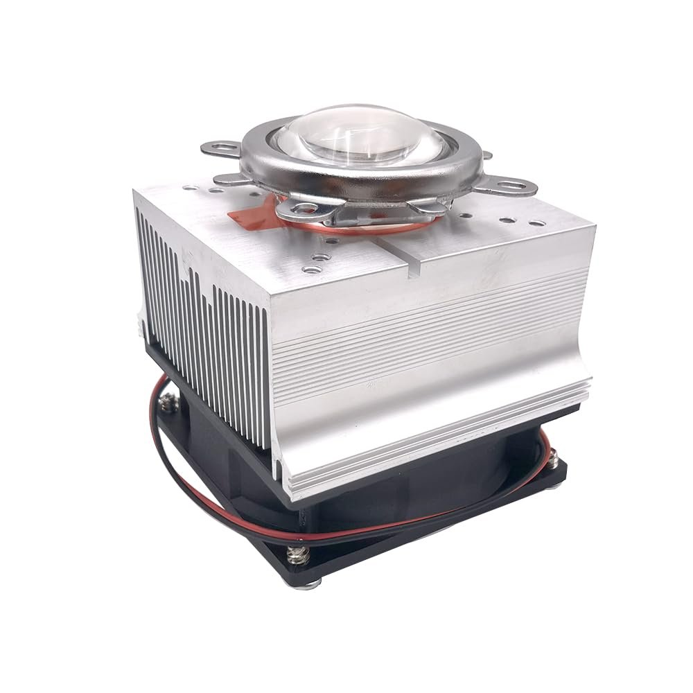 1/2 Heads 50W 100W Aluminium Heatsink Cooling Fan+44mm Lens 60 Degree 90 Degree 120 Degree for 50W 100W 200W Led Chip (1 Head with 120 Len)