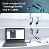 VT 2 x PLT-QD Pro Headsets with Noise Cancelling Mic + 1 x USB Y Training Cable - Bundle for Supervising, Monitoring & Team Training (PC/Mac) (Mono) view 2