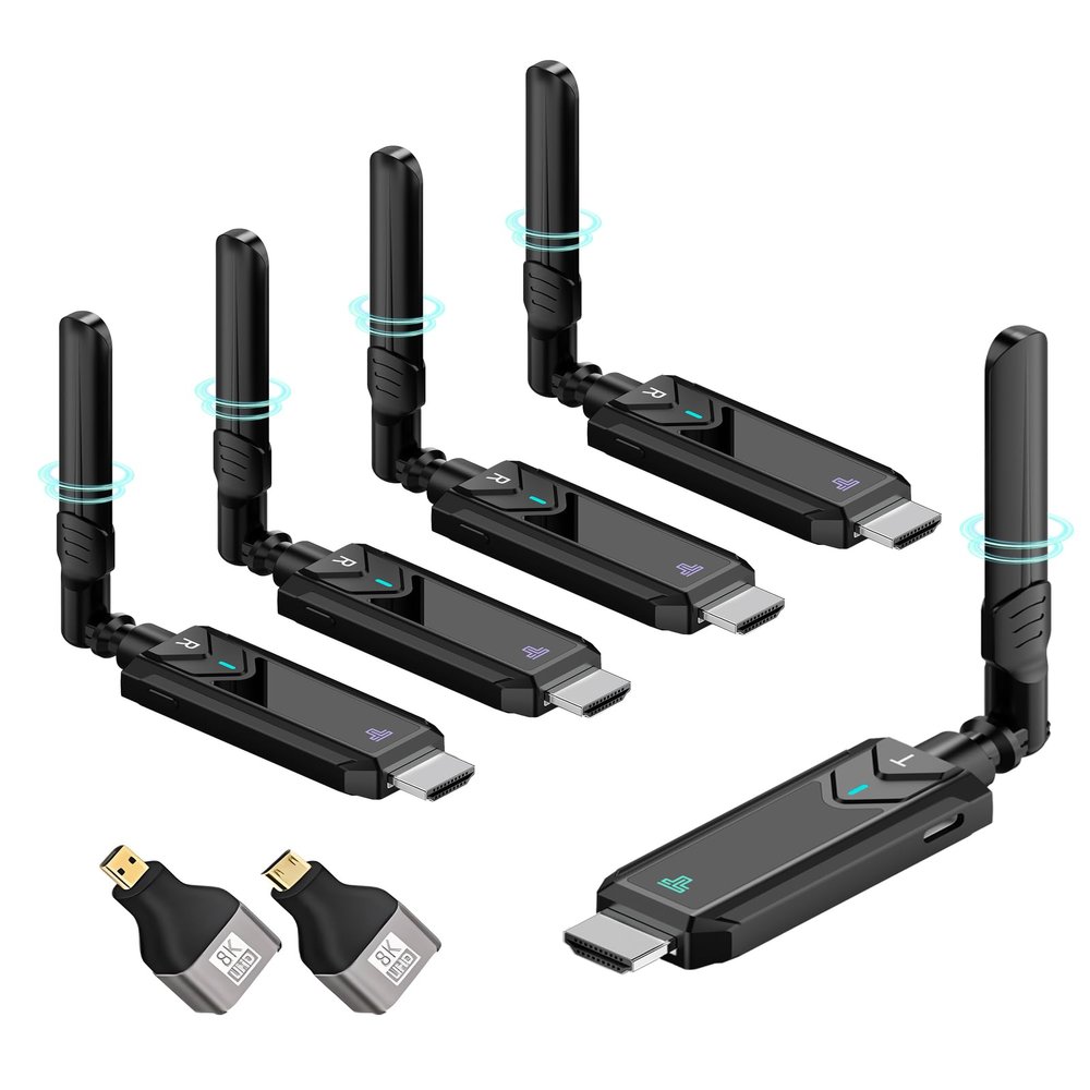 Wireless HDMI Transmitter and Receiver,492FT/150m 4K Decode 1080P Output Plug&Play 2.4G/5.8G Portable HDMI Wireless for Streaming Video and Audio to Monitor from Laptop/PC/TV Box/Projector(1v4)