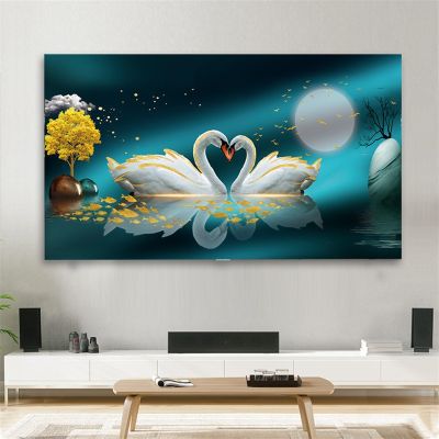 ZDOYUN Dust-Proof TV Cover Indoor Television, Fabric Polyester Protector Cover TV Enclosure, Various LCD Led Dustproof TV Dust Cover TV Protection(47-50 inch,Swan-B)