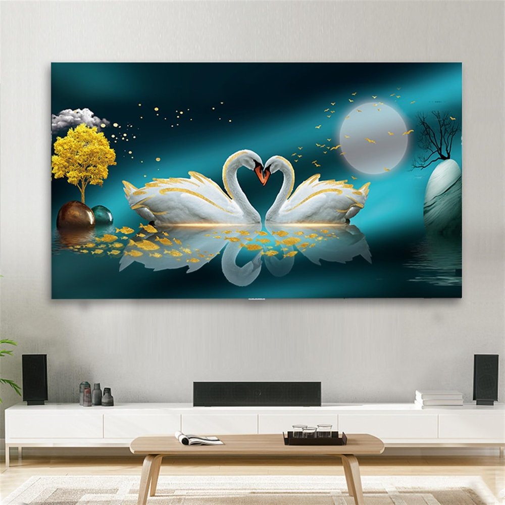 ZDOYUN Dust-Proof TV Cover Indoor Television, Fabric Polyester Protector Cover TV Enclosure, Various LCD Led Dustproof TV Dust Cover TV Protection(47-50 inch,Swan-B)