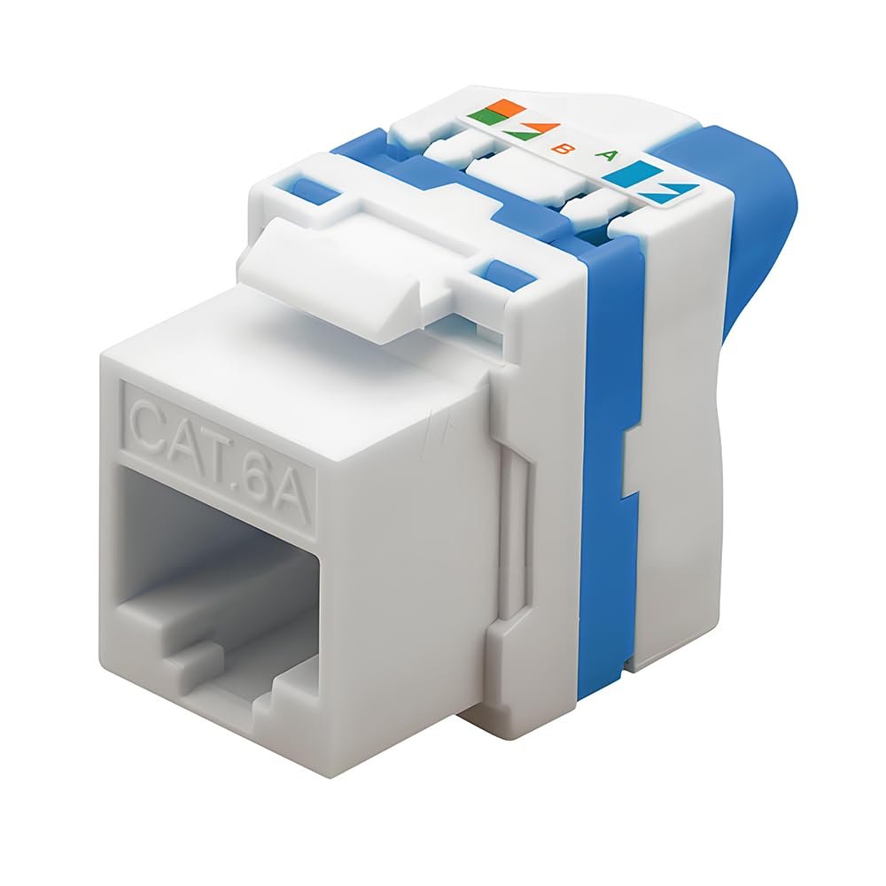 UTP Cat 6A Network Kestone Jack Toolless Rotary Ethernet Adapter RJ45 Port Orange/Blue (10 Pieces Blue)