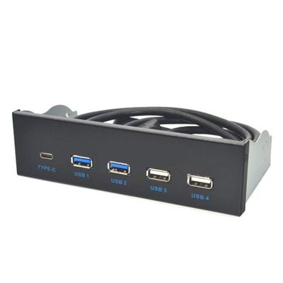 5.25 inch Usb3.1 Gen2 Front Panel USB Hub 2 Usb3.0+2 Usb2.0+1 Port Type-C with Type-E Connector Black 513699