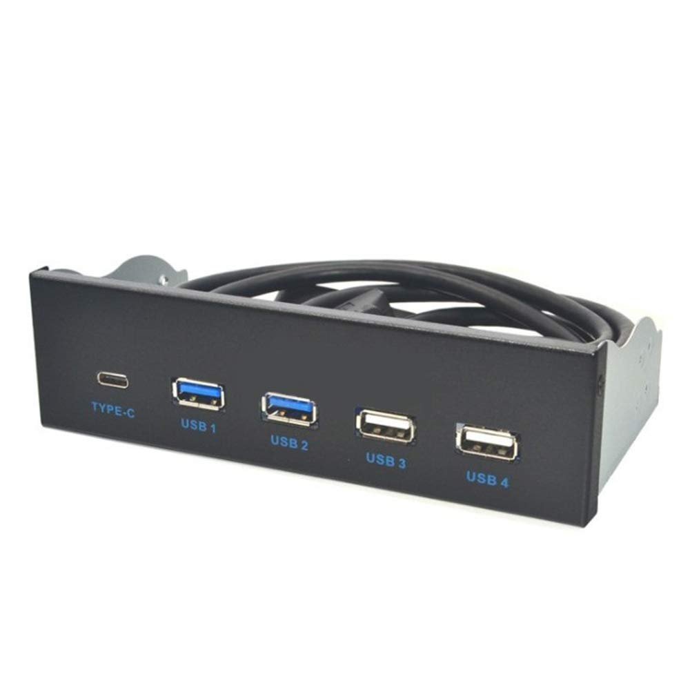 5.25 inch Usb3.1 Gen2 Front Panel USB Hub 2 Usb3.0+2 Usb2.0+1 Port Type-C with Type-E Connector Black 513699