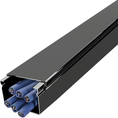 HDYZJQ Square Cable Channels to Hide Wires, Indoor Outdoor Black Silver Cable Raceway On-Wall Cord Cover, Stainless Steel Ethernet Trunking Sleeve(Black,30x20mm-Hold 15 Wire)