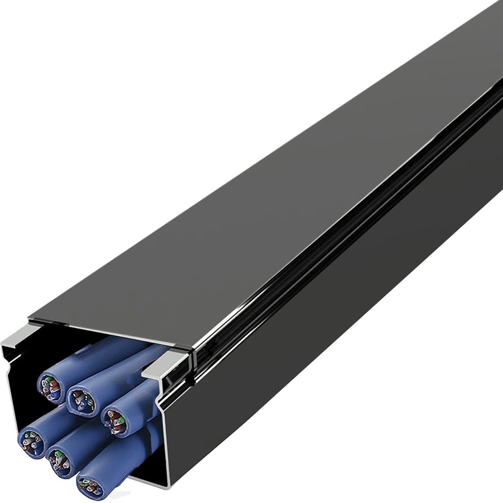 HDYZJQ Square Cable Channels to Hide Wires, Indoor Outdoor Black Silver Cable Raceway On-Wall Cord Cover, Stainless Steel Ethernet Trunking Sleeve(Black,30x20mm-Hold 15 Wire)
