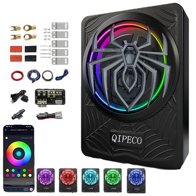 10" 1200W Slim Underseat Powered Car Subwoofer and Amp Package with RGB Beat-Synced Light, Built in Amp Individual Control for Low Pass/Gain/Boost Bass for Truck/SUV/Jeep/MPV