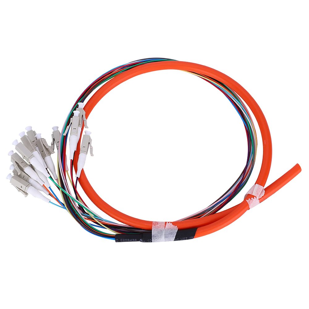 Majatou Multimode Pigtail, 12-Cores LC/UPC-62.5/125 Optical Cable High Stability with PVC Outer Cover for Networks