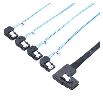 0.5M Internal MI NI S*A*S HD SFF-8087 Left Angle to 4 SATA 7P Left Angle Server Cable