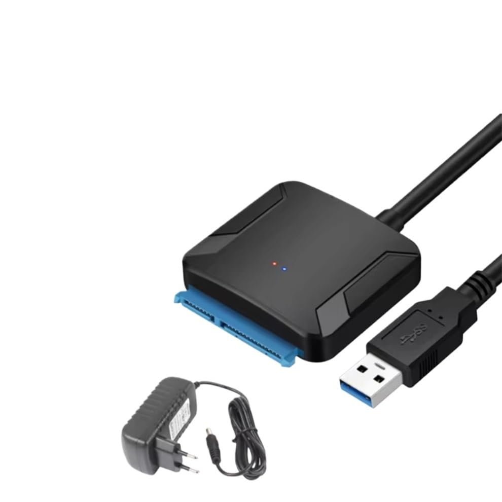 bodateng Cable USB 3.0 to SATA III Hard Drive Adapter Converter for 2.5" 3.5" SSD HDD Hard Drive Disk with Power Adapter(EU Plug)