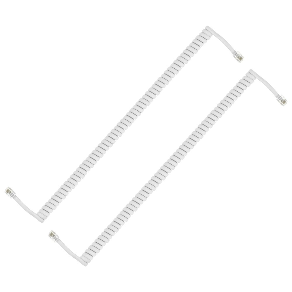 PATIKIL 2 Pack Phone Cord for Landline, 9.8 Feet(Coiled 1.6 Feet) RJ9/RJ10 4P4C Landline Handset Cord Universal Telephone Phone Cable for Telephone Handset Accessory, White