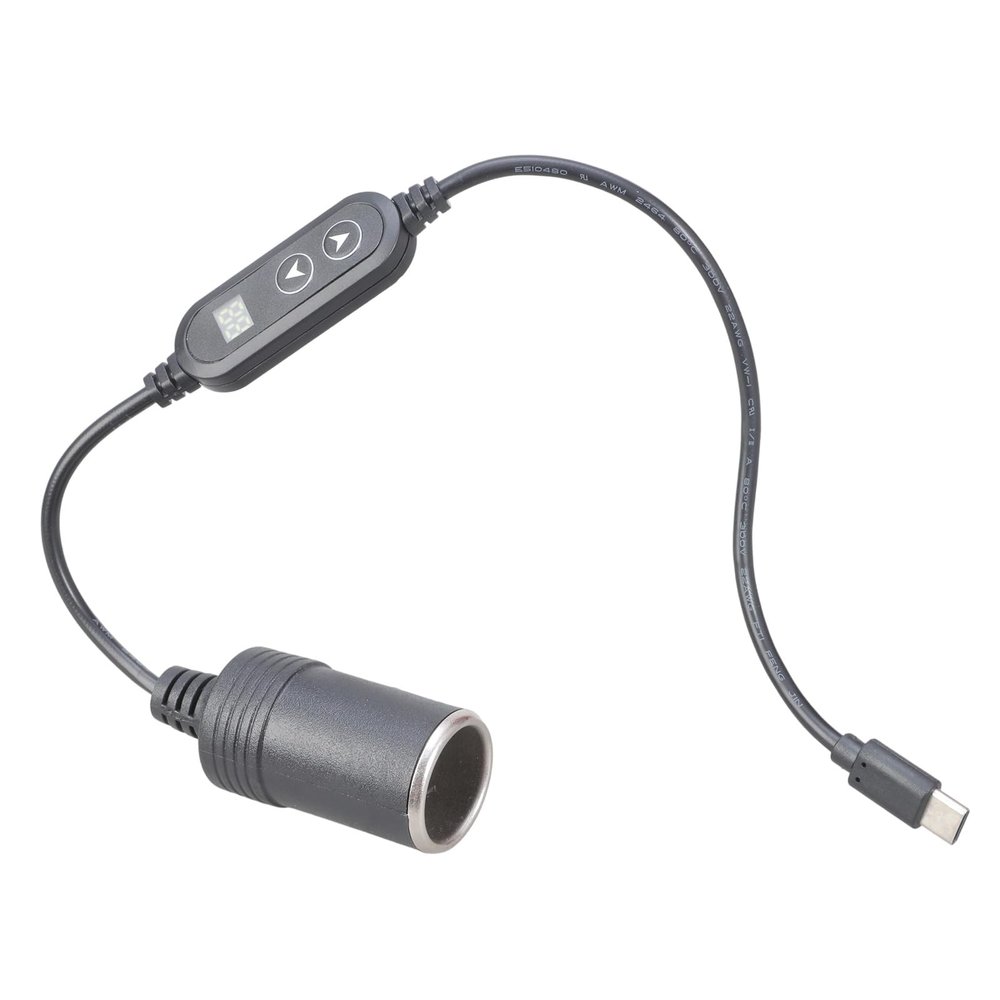 Digital Display USB Type C to 12V Car Socket Converters Adjustable 5V9V12V15V24V for Dashes Camera Charging Dashes Camera USB C Adapter