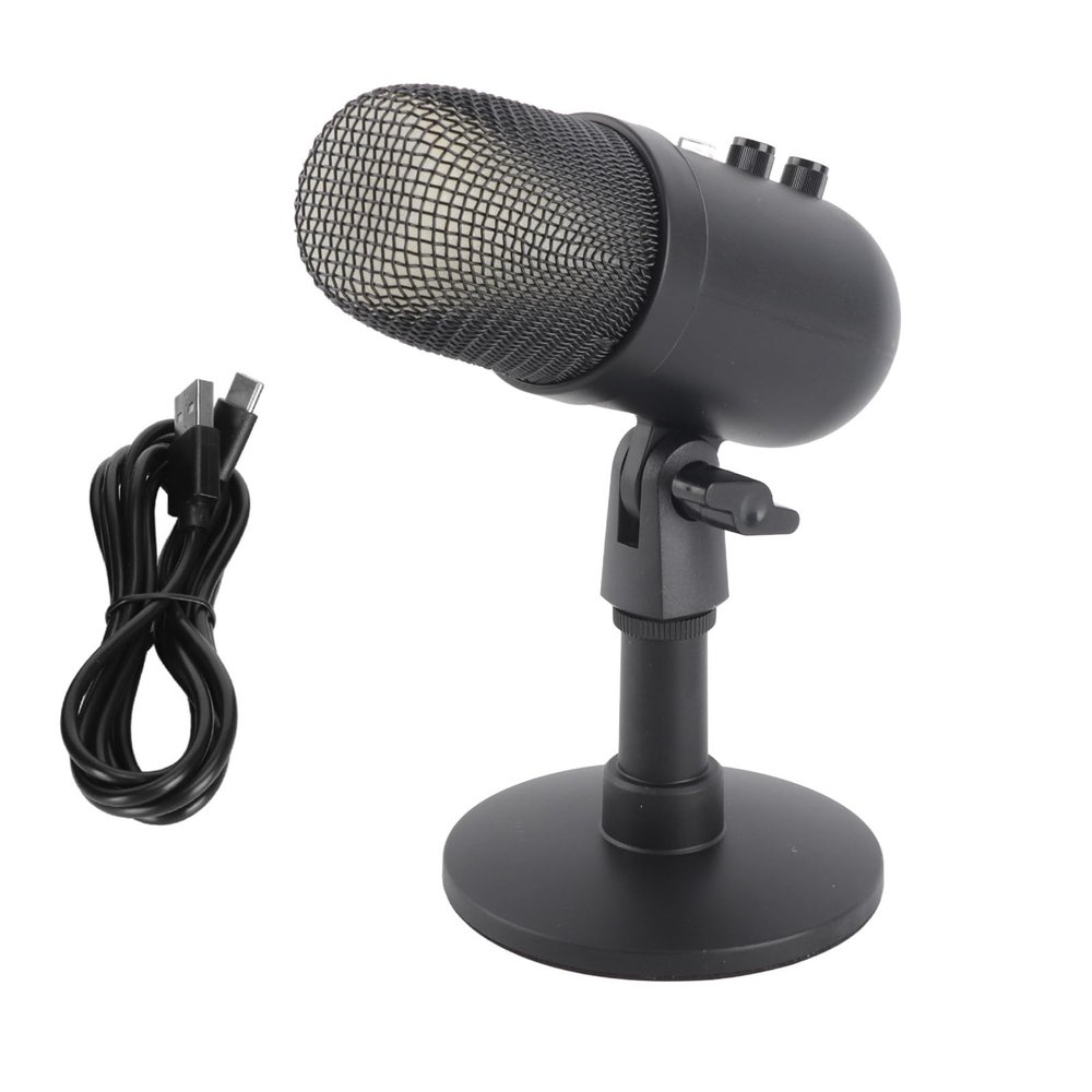 Aurovibe MU1000 Condenser USB Microphone 360 Degrees Rotatable with Gain Control and Sound Processing System for Live Broadcast, Conference, Game Voice, and More