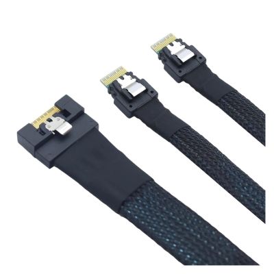 0.5M All Inclusive an ti Oblique Insertion SFF-8654 8i 74Pin PCI-E Ultraport Slimline 4.0 to 2X SFF-8654 4i Cable