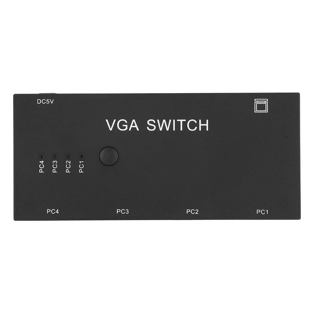4 in 1 Out VGA Splitter Video Converter Switcher, HD 1920x1080 Resolution, Simple Installation, No Software Required, Ideal for Multiple Computers to Share One Display