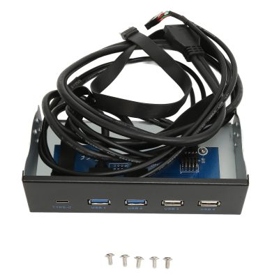 5.25 Inch Metal Media Dashboard, USB3.0 Expansion Dock with 2xUSB3.0, 2xUSB2.0, 1xType C, 10Gbps High Speed, Plug and Play, Wide Compatibility, for PC Desktop Chassis