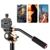 Aluminum Alloy 3 Way Damping Video Tripod Head with Pan Bar Handle for DSLR Camera, Supports 360 Panoramic, Quick Load Plate with Non Slip Rubber, Dual Bubble Level Ind view 2