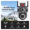 LNBBEQ 8MP PTZ WiFi 4K Dual Lens Screen Camera Outdoor Three Screens Protection Motion Detection Outdoor IP CCTV Survalance Cameras - H.265 Surveillance Camera(EU Plug,8MP K3W No Card) view 2