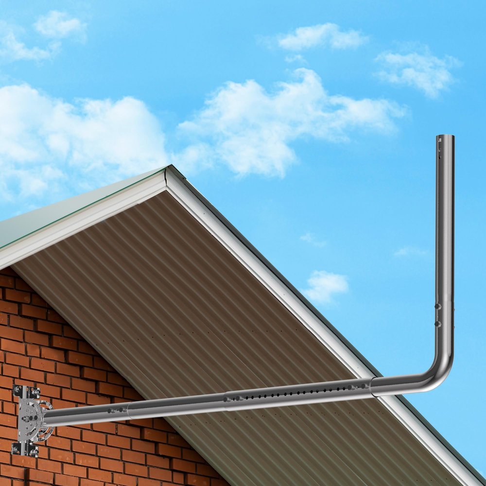 Long Wall Antenna Mount - Lenght Adjustable Long Eave Antenna Mast Pole Mounting Bracket Kits with 90 Elbows, Extend Pipes, Fixing Screws, for Outdoor TV Antennas, Starlink WiFi Extender (Silver)