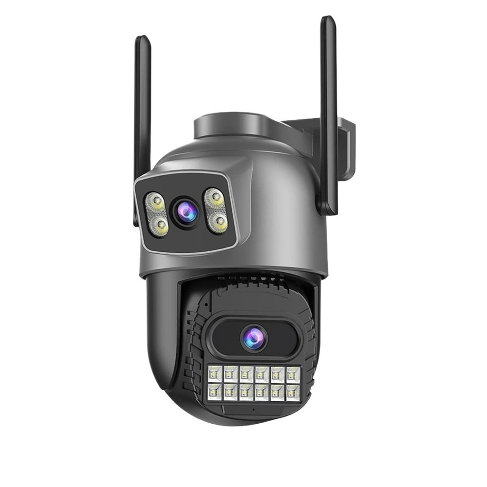 LNBBEQ 15MP 8K 10X Zoom IP Camera Dual Lens Dual Screens 5G WiFi Surveillance Camera Outdoor Street Security(AU Plug,10MP Add 128G Card)