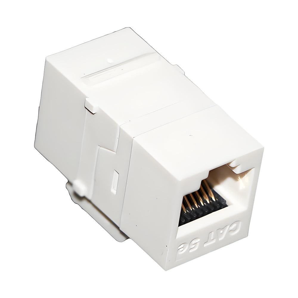 Network Inline Coupler Cat 3/Cat 5e/Cat 6 UTP Unshielded White/Black RJ11/RJ45 Port Adapter Ethernet Compatible for Patch Panel (5 Pieces, White, Cat 5e)