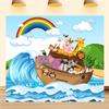 10X7ft Noah's Ark Photography Backdrop Animals Vacation on Beach Wild Safari Zoo Photography Background for Kids School and VBS Decorations view 1