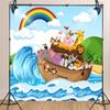 10X7ft Noah's Ark Photography Backdrop Animals Vacation on Beach Wild Safari Zoo Photography Background for Kids School and VBS Decorations view 3