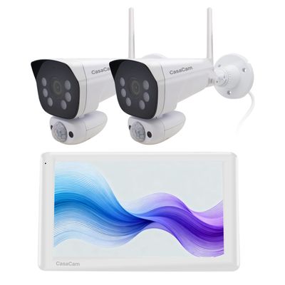 CasaCam GuardianCam Pro | 2K Wireless Security Camera System, 10.1 Touchscreen Monitor | Indoor/Outdoor Surveillance, No Monthly Fees, AI Detection, Two-Way Talk, 64GB SD, 2 Camera Kit, VS6102