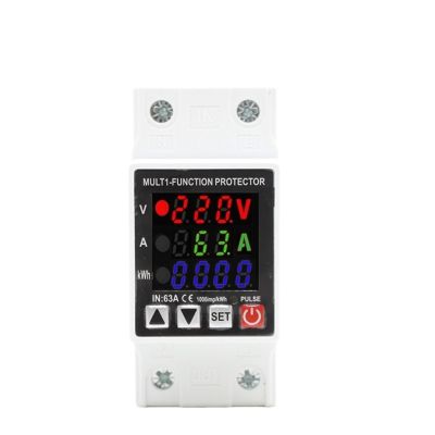 1pc Rail overvoltage and undervoltage Protector 220VAC Digital Display Voltage and Current kWh