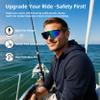 Smart Cycling Glasses for Men & Women  Bluetooth Sunglasses with UV400 Protection, Open-Ear Speakers, Built-in Mic  Sports Running, Cycling, Outdoor Glasses 02 black frame geen lens view 2