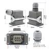 HDC-H6B-HE Rectangular heavy-duty connector 6-006-1-pin aviation socket top line side line single buckle 16A(Lateral line) view 3