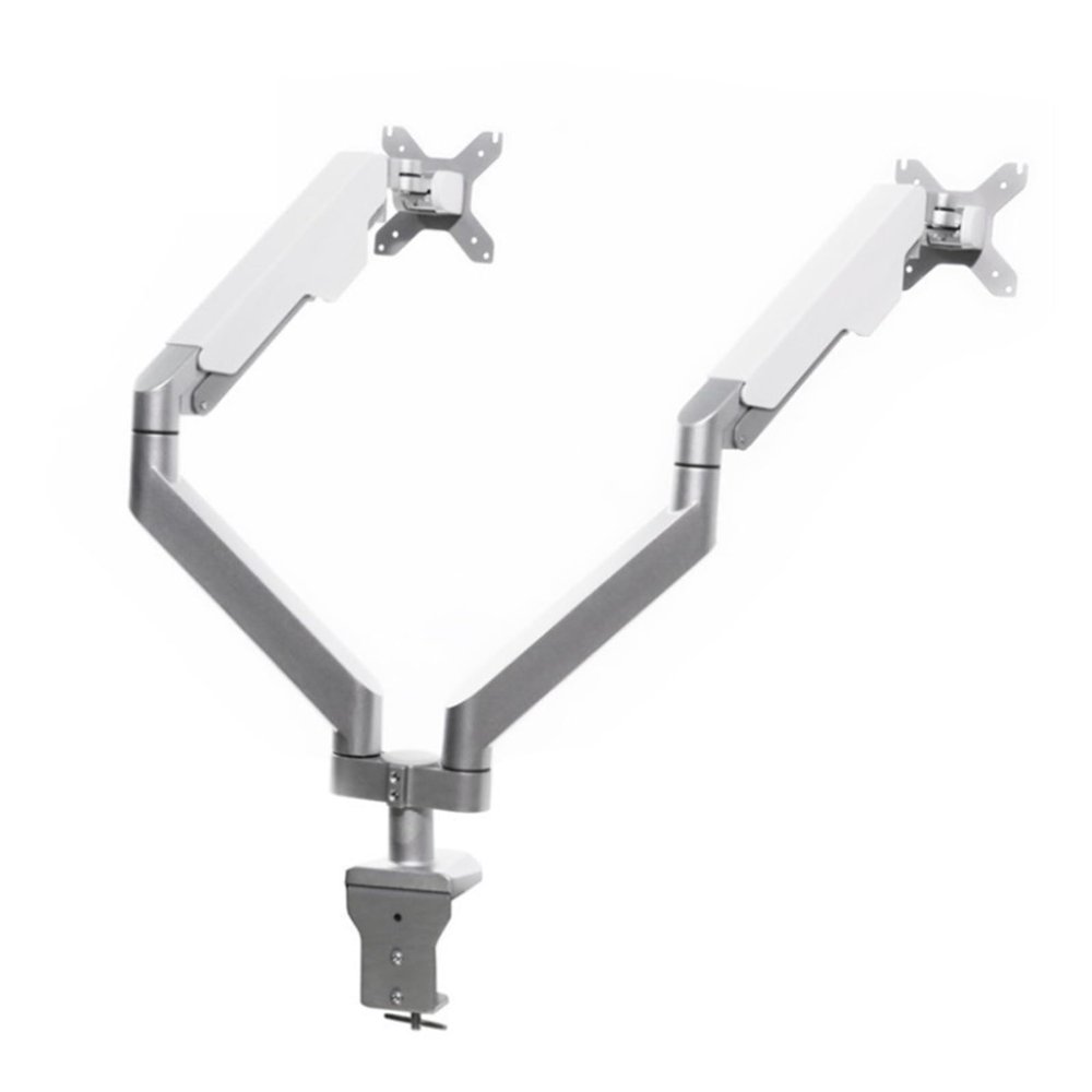 IMMDJUQI Computer Desktop Dual-Screen Gas Spring Monitor Stand, Desktop Universal Rotating Stop Lifting and Heightening Shelf(Silver)