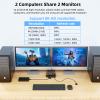 8K KVM Switch 2 Monitors 2 Computers HDMI, KCEVE Dual Monitor KVM Switches, Support 7680x4320@60Hz, 3840x2160@120Hz Resolution for 2 Computers Share Mouse Keyboard and Monitor view 3