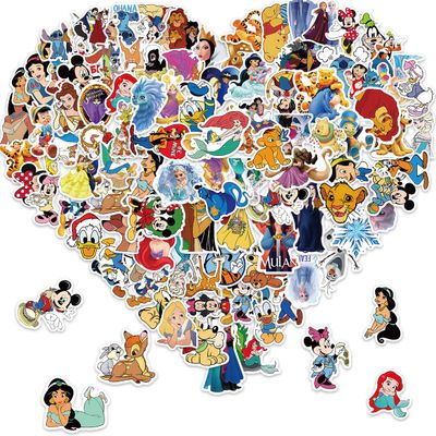 100pcs Cartoon Disney Stickers for Kids,Vinyl Waterproof Princess Decal for Water Bottle Laptop Toy Sticker for DIY Decorate Bumper Phone Hard Hat Kids Teens Gifts