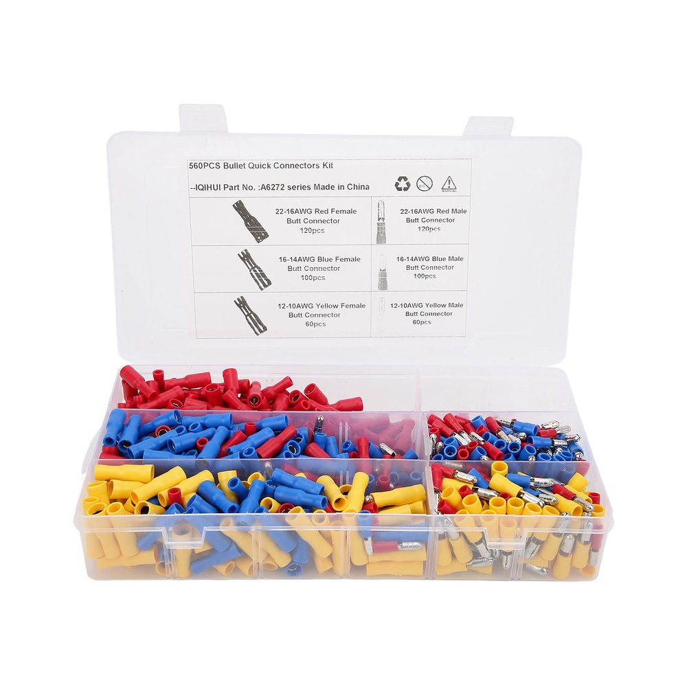 560PCS Cold Pressed Wiring Terminal Kit, Male and Female Electrical Connectors, High Insulation Protection, Tin Plated Anti Oxidation, Thick Copper Core for Automobile Universal
